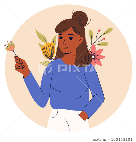 Beautiful girls with flowers. Girl power, feminism, sisterhood concept. 100158101