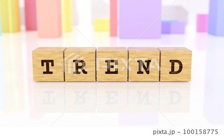 TRENDの文字が印字された木製ブロック 100158775