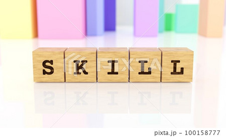 SKILLの文字が印字された木製ブロック SKILLの文字が印字された木製ブロック 100158777
