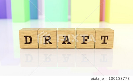DRAFTの文字が印字された木製ブロック 100158778