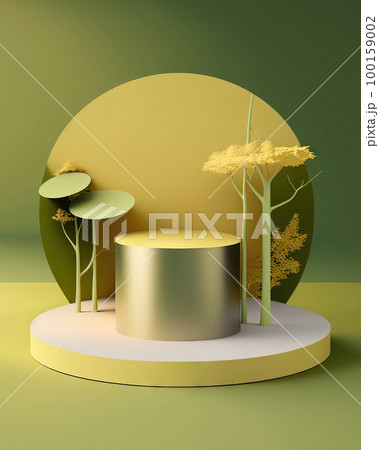 AI generated 3d Abstract scene podium mockup for product presentation 100159002