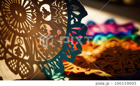 AI generated abstract background with mexican paper flags 100159005