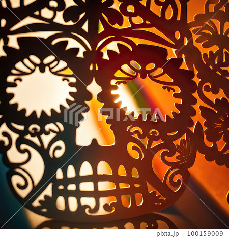 AI generated abstract background with mexican paper flags 100159009