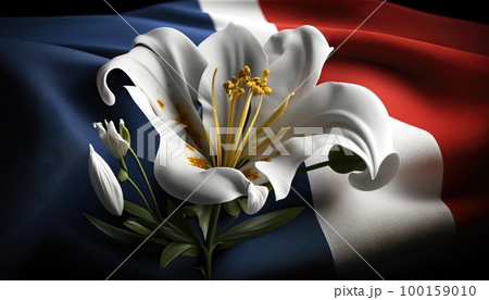 AI generated France flag with white lily 100159010