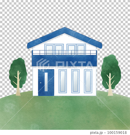 Two-story modern house illustration material - Stock Illustration ...