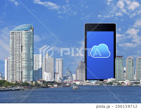 Technology cloud computing concept 100159712