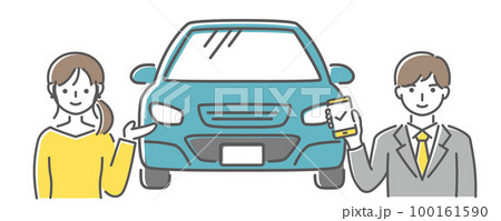 カーシェアリングを利用する男女 100161590