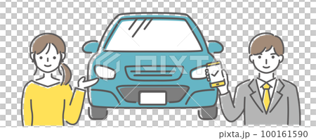 カーシェアリングを利用する男女 100161590