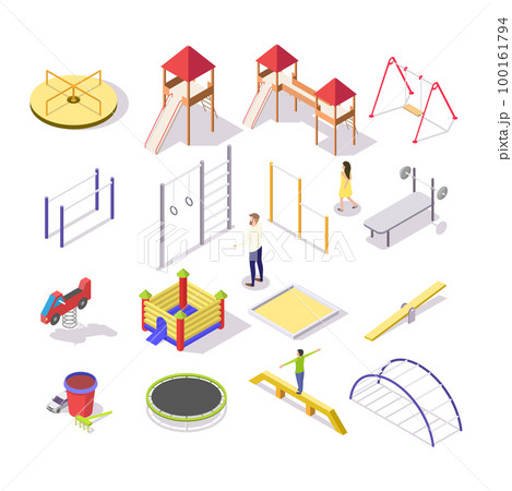 Children playground icon set, vector isometric isolated illustration 100161794