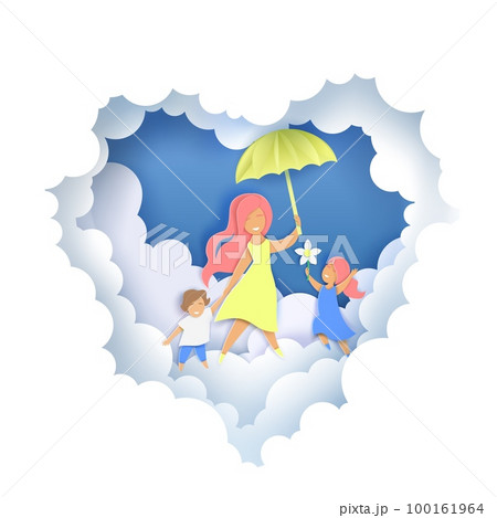 Happy Mothers Day greeting card template, vector paper cut illustration 100161964