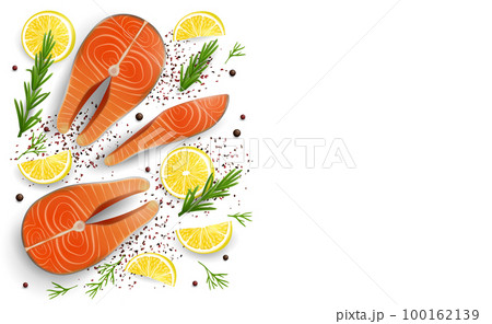 Salmon red fish, vector 3d realistic illustration 100162139