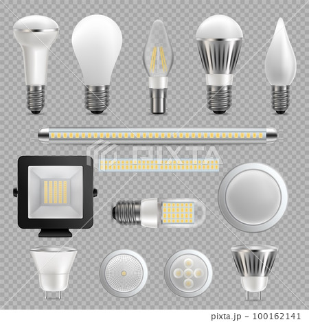 Led light bulb set, vector isolated illustration Led light bulb set, vector isolated illustration 100162141