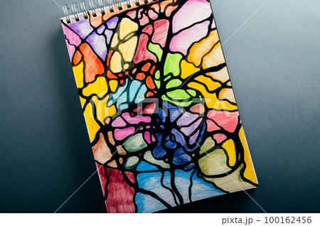 Colorful neurographic drawing on paper Colorful neurographic drawing on paper 100162456