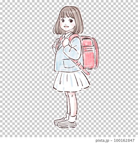 入学式,1年生,ランドセル,小学生,女の子,子供 100162847