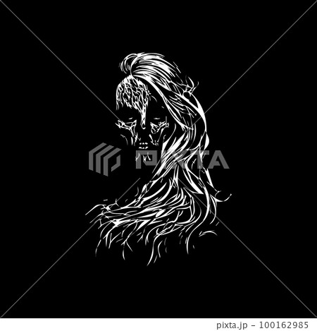 Girl profile face with closed eyes dotwork tattoo with dots shading, depth  illusion, tippling tattoo. Hand drawing emblem on black background for body  art, sketch monochrome logo. Vector illustration 25851790 Vector Art