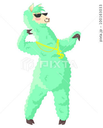 Cool llama alpaca character flat vector icon 100163033