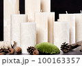 A set of natural ecological palm wax candles - crystalline texture on the surface 100163357