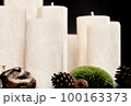 A set of natural ecological palm wax candles - crystalline texture on the surface 100163373