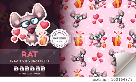 Sticker cartoon character adorable mouse, pretty animal idea for print t-shirt, poster and kids envelope, postcard. Cute hand drawn style rat Sticker cartoon character adorable mouse, pretty animal idea for print t-shirt, poster and kids envelope, postcard. Cute hand drawn style rat 100164375