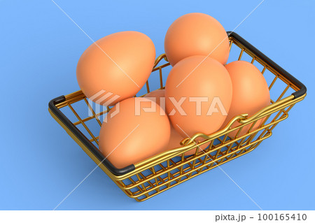 Farm raw organic brown eggs for morning breakfast in metal wire basket Farm raw organic brown eggs for morning breakfast in metal wire basket 100165410
