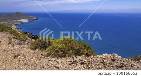 Panoramic View from Vela Blanca Volcanic Dome, Cabo de Gata-Nijar Natural Park, Spain 100166652
