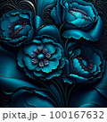 a close up of a bunch of blue flowers, dark flower pattern wallpaper, blue rose petals, flowing teal 100167632