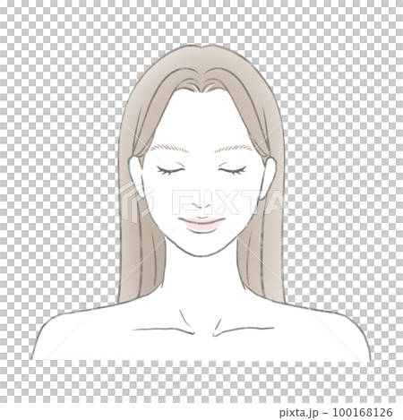 woman with long hair closing her eyes 100168126