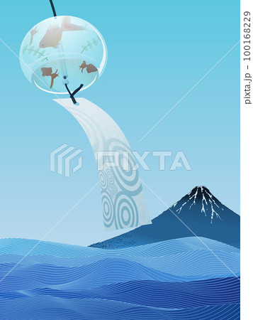 江戸風鈴と富士 和風 背景素材 江戸風鈴と富士 和風 背景素材 100168229