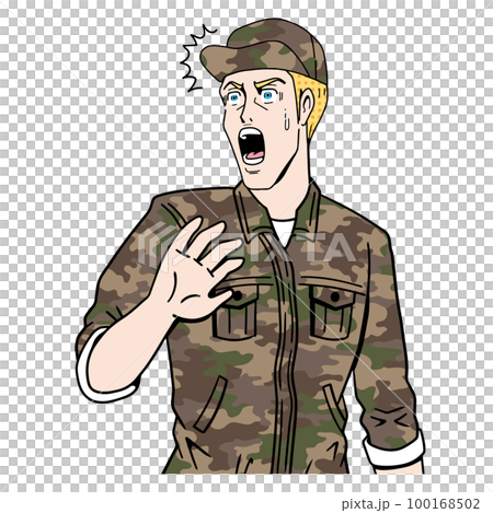 Surprised white Self-Defense Forces soldier Surprised white Self-Defense Forces soldier 100168502