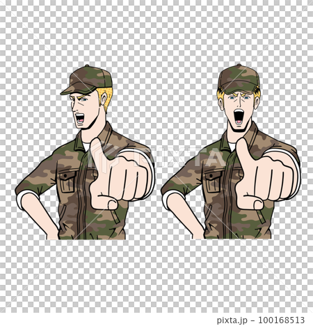 指向手指的白種人自衛隊成員 指向手指的白種人自衛隊成員 100168513