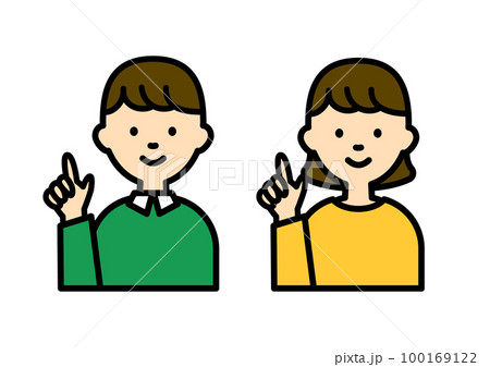 指差ししているシンプルな人物アイコンのイラスト 指差ししているシンプルな人物アイコンのイラスト 100169122