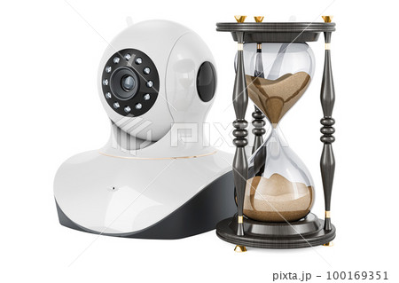Internet Protocol camera with sand hourglass, 3D rendering Internet Protocol camera with sand hourglass, 3D rendering 100169351