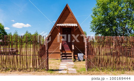 Camping. A place to relax in nature. Triangular summer house. 100169444