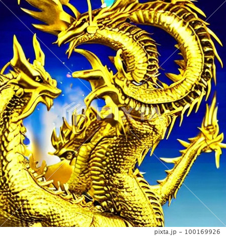 AI生成、金の竜神のイラスト素材 [100169926] - PIXTA