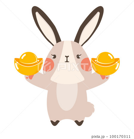 Happy bunny rabbit Holding Gold Happy bunny rabbit Holding Gold 100170311