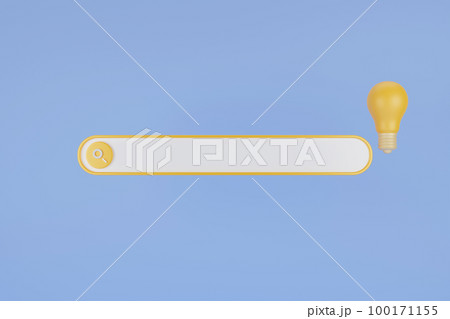 3D search bar. Search bar template for website. Navigation search for browser. Browser button for website and UI design. Web search concept. Pastel soft colors yellow and blue background. 3d rendering 100171155