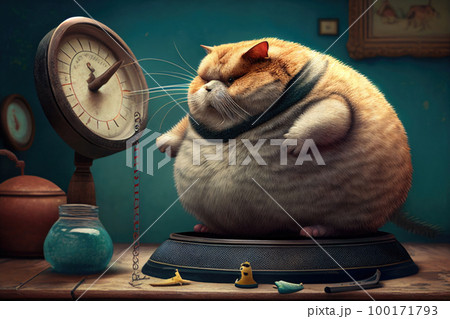Cat standing on the scales. Cat Weigh control. Healthy body weight Stock  Photo - Alamy