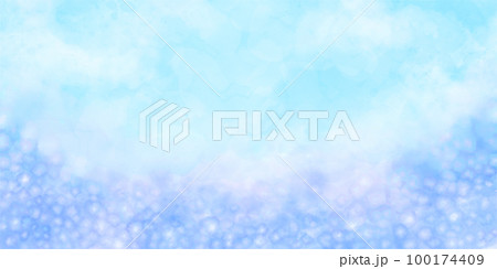 ネモフィラ畑と青空をイメージした背景, 初夏 水彩 イラストレーション アブストラクト ネモフィラ畑と青空をイメージした背景, 初夏 水彩 イラストレーション アブストラクト 100174409