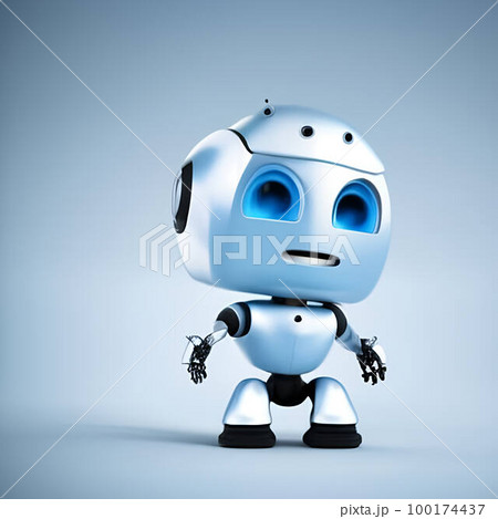 Cute sad little robot, highly detailed and photo realistic, Generative AI 100174437