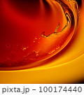 colored floating oily liquid in water in colors red, orange and yellow, Generative AI 100174440