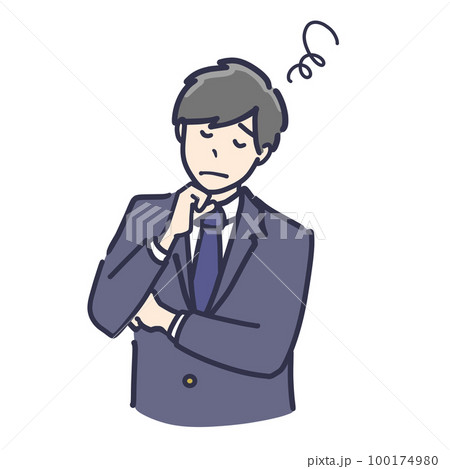 悩んでいる制服の男子学生イラスト 100174980
