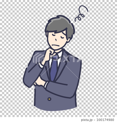 悩んでいる制服の男子学生イラスト 100174980