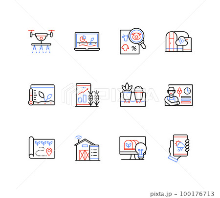 Smart farming - modern colorful line design style icons Smart farming - modern colorful line design style icons 100176713