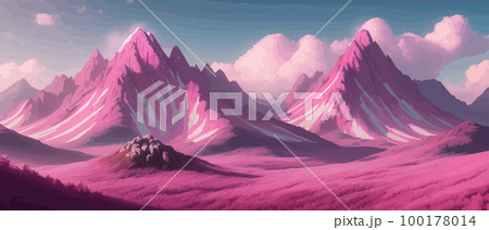 Beautiful pink mountain landscape, peaceful nature, background, banner, poster, set vector illustration, Scandinavian style landscapes, majestic nature background abstract modern landscape posters Beautiful pink mountain landscape, peaceful nature, background, banner, poster, set vector illustration, Scandinavian style landscapes, majestic nature background abstract modern landscape posters 100178014