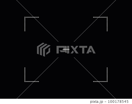 Camera focus target screen on black background. Vector photo camera viewfinder illustration. 100178545