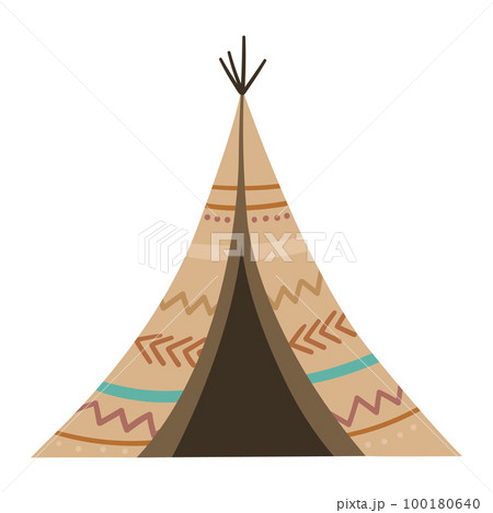 Vector boho wigwam. Bohemian teepee icon isolated on white background. Native American hut illustration. Vector boho wigwam. Bohemian teepee icon isolated on white background. Native American hut illustration. 100180640