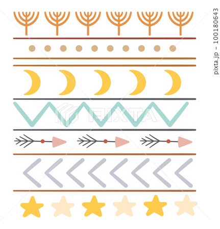 Bohemian style folk art pattern. Native American decorative ornament isolated on white background. Ethnic boho element Bohemian style folk art pattern. Native American decorative ornament isolated on white background. Ethnic boho element 100180643