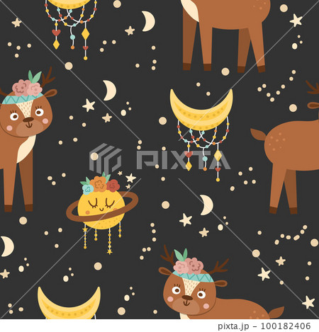 Vector seamless pattern with woodland animal,...のイラスト素材 [100182406] - PIXTA