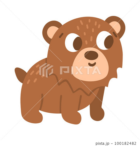 Vector cartoon bear. Funny woodland animal icon. Cute forest illustration for kids isolated on white background. Vector cartoon bear. Funny woodland animal icon. Cute forest illustration for kids isolated on white background. 100182482