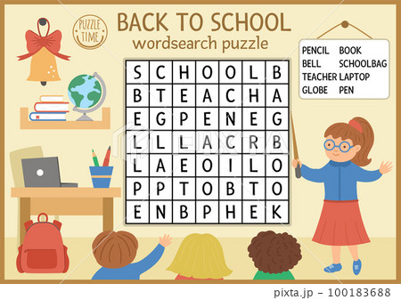 Easy Word Search Crossword Puzzle Back To School Stock Illustration -  Download Image Now - Abacus, Alphabet, Back to School - iStock